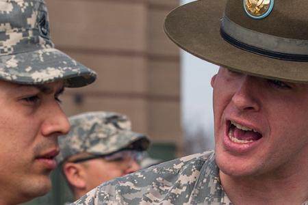 Photo credit: Drill sergeant candidates from the active component Army, Army Reserve and National Guard receive on-the-spot corrections from Staff Sgt. Logan Robbins, a drill sergeant leader, on “zero day” at the U.S. Army Drill Sergeant Academy at Fort Jackson, S.C. (U.S. Army photo by Sgt. 1st Class Brian Hamilton)