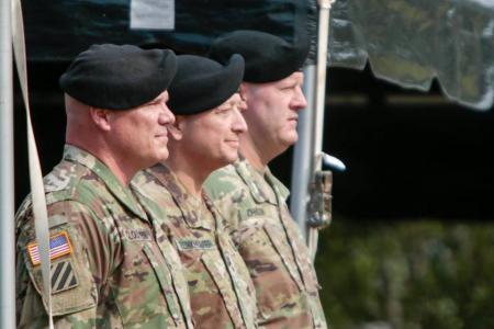 Outgoing base commander, Maj. Gen. Roger Cloutier, Maj. Gen. Anthony Funkhouser and Brig. Gen. John ‘Pete’ Johnson, stand together before a ceremony in which Brig. Gen. Johnson replaced Maj. Gen. Roger Cloutier as base commander. Tracy Glantz tglantz@thestate.com 