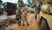 Navy Sailors learn proper convoy procedures and battle injury aid to civilians during training at Fort Jackson's Camp McCrady, home to Task Force Marshall. Tim Dominick tdominick@thestate.com 